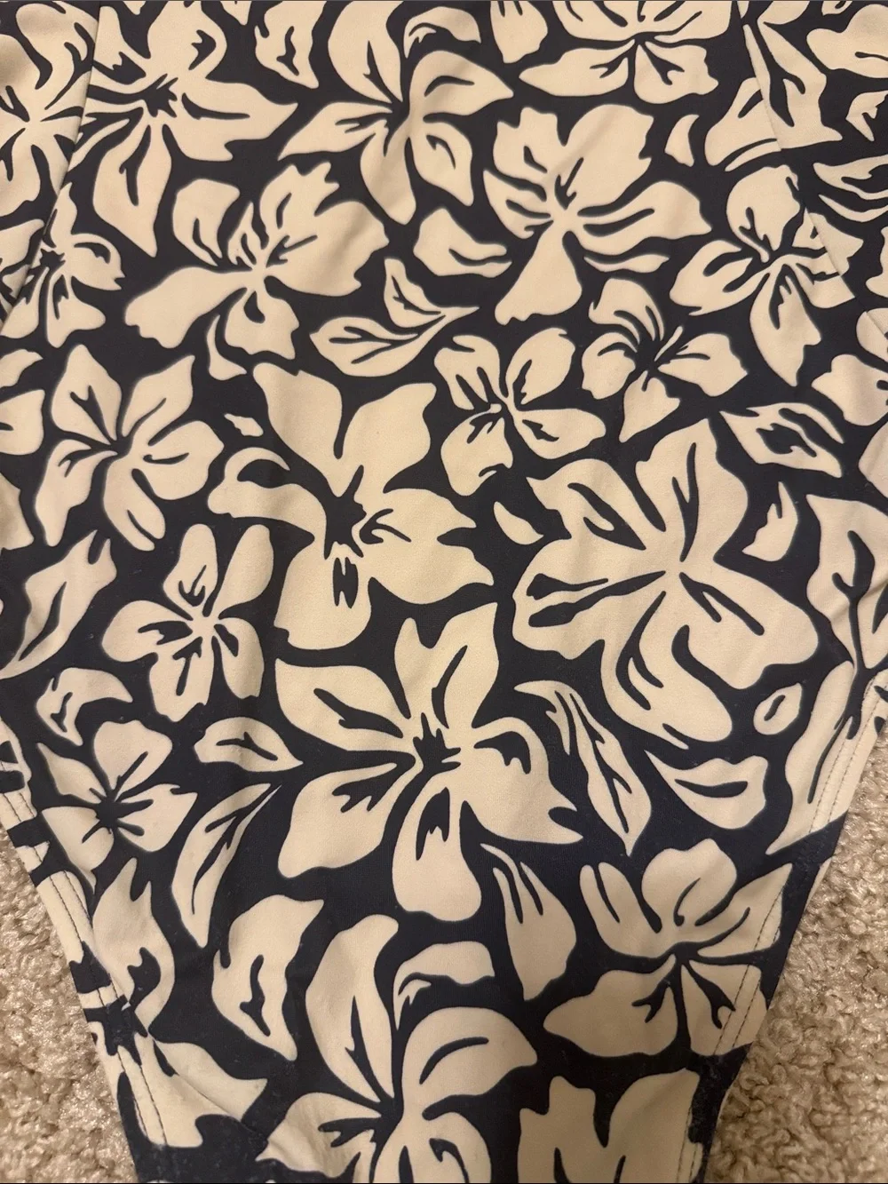 Rip Curl Black & Cream Floral Zip Front One-Piece Swimsuit